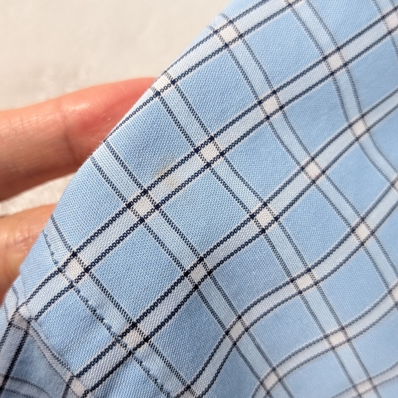 ❤️ Nautica Classic Fit Short Sleeve Blue Grid Check Shirt Men XS 100% Cotton - Picture 11 of 13